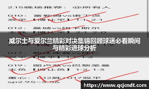 威尔士与爱尔兰精彩对决集锦回顾球迷必看瞬间与精彩进球分析
